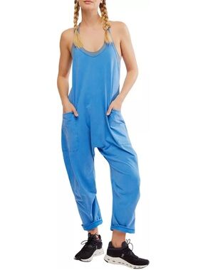 FP Movement by Free People Sky Blue Relaxed Strap Romper Jumpsuit